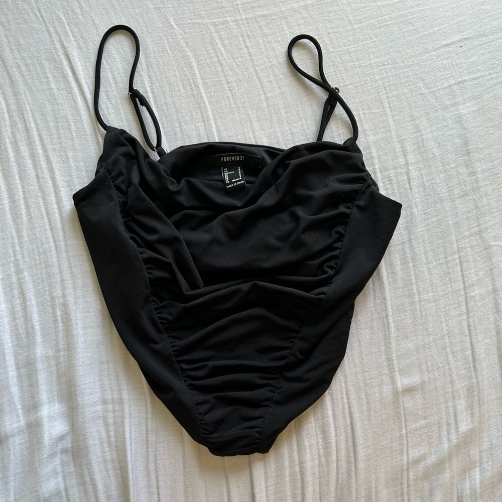 Black party top, black crop top